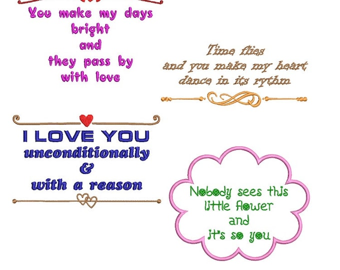 Inspirational machine embroidery words set- Instant download file