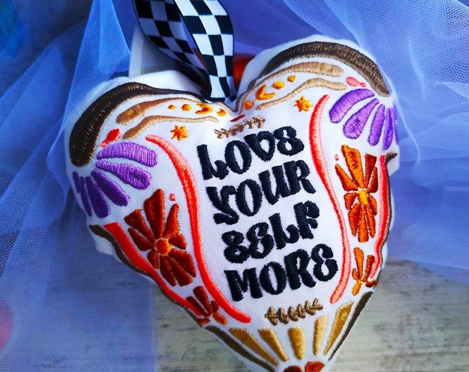 ITH Love yourself more heart Machine embroidery design - Instant download file