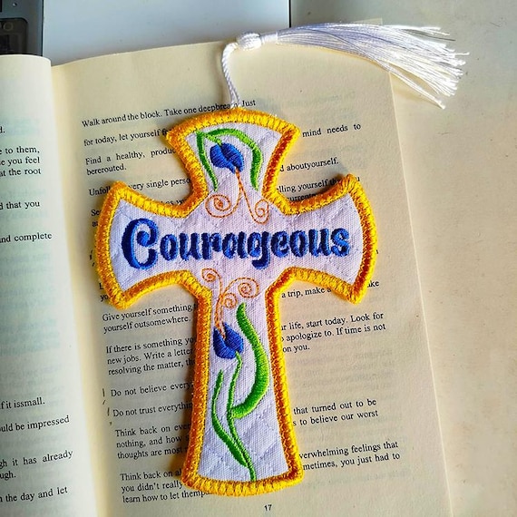 ITH Courageous cross bookmark Machine embroidery design - Instant download file