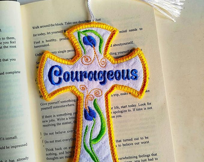 ITH Courageous cross bookmark Machine embroidery design - Instant download file