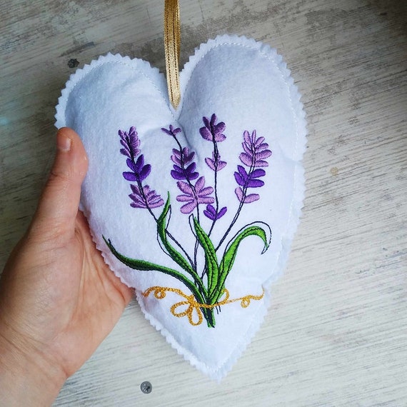 ITH felt lavender heart Machine embroidery design - Instant download file