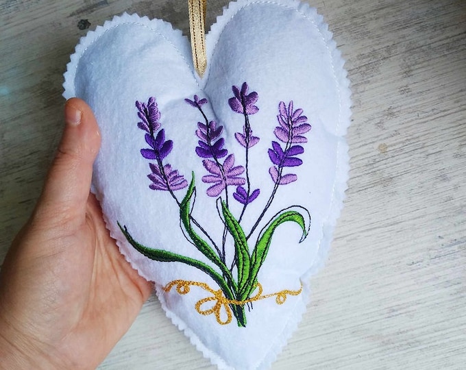 ITH felt lavender heart Machine embroidery design - Instant download file