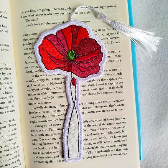 ITH  Poppy bookmark Machine embroidery design - Instant download file