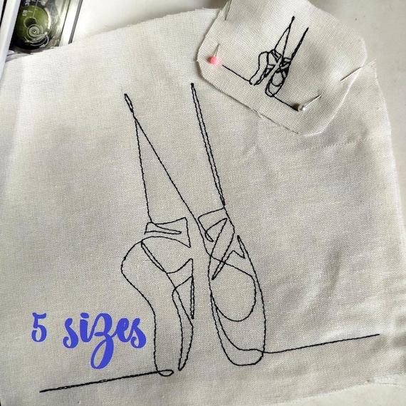 Ballet shoes lineart Machine embroidery designs - 5 sizes - instant download file
