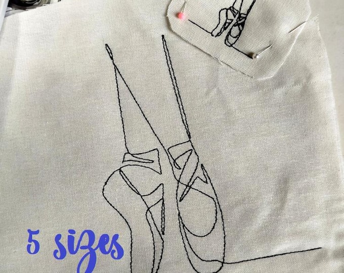 Ballet shoes lineart Machine embroidery designs - 5 sizes - instant download file