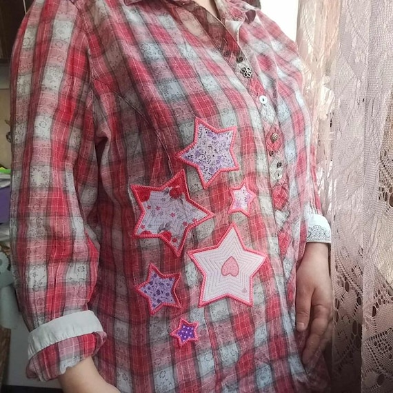 Large hoop stars applique Machine embroidery design - Instant download file