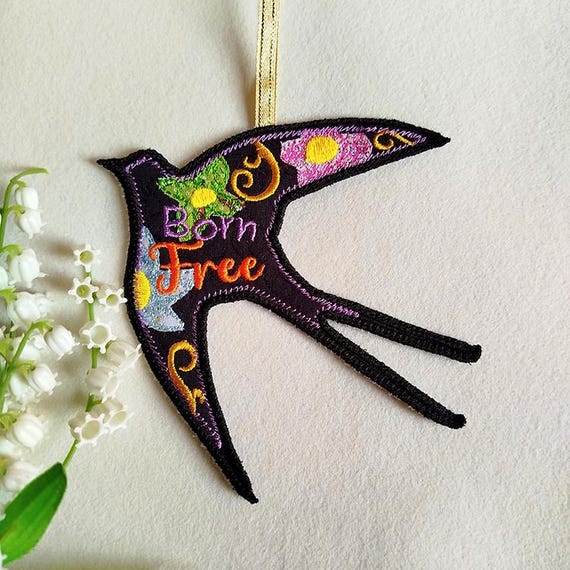 ITH Born free swallow Machine embroidery design - Instant download file