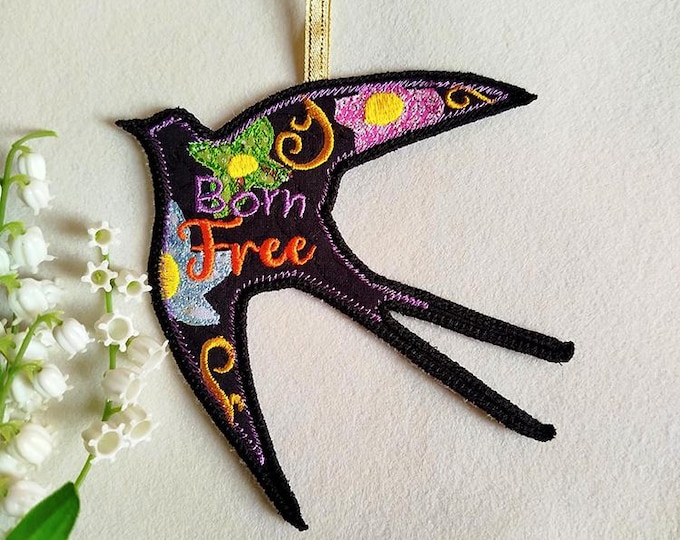 ITH Born free swallow Machine embroidery design - Instant download file