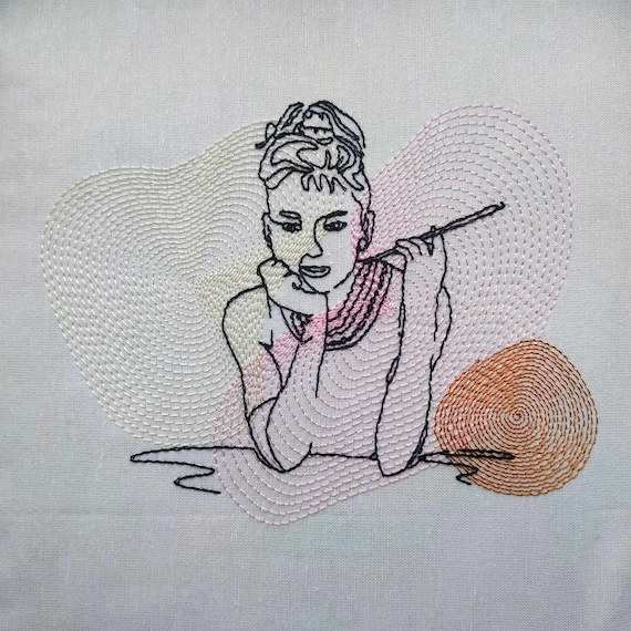Audrey Machine embroidery design - Instant download file
