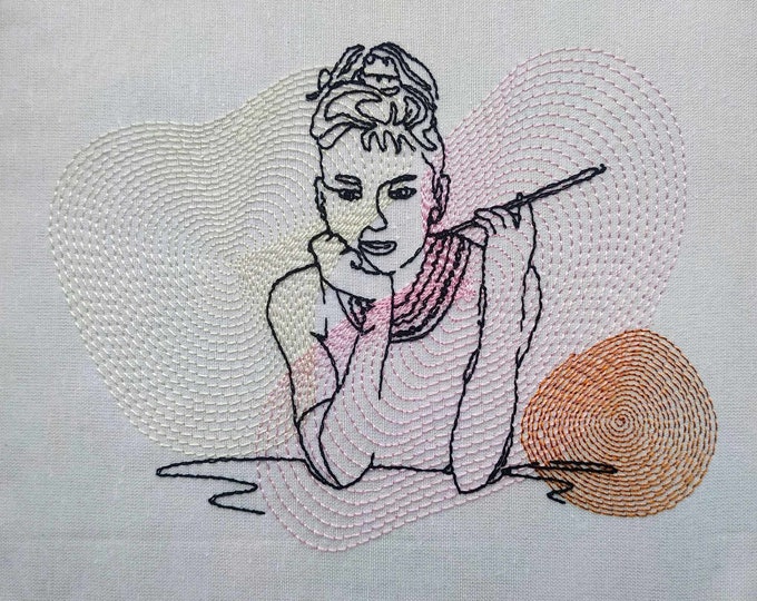 Audrey Machine embroidery design - Instant download file