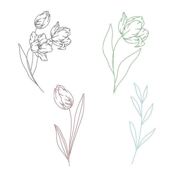 Huge tulips Machine embroidery designs - Instant download files