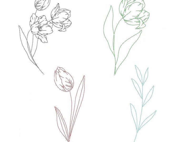 Huge tulips Machine embroidery designs - Instant download files