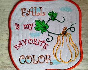 ITH Fall is my favorite color Coaster Machine embroidery design - Instant download file