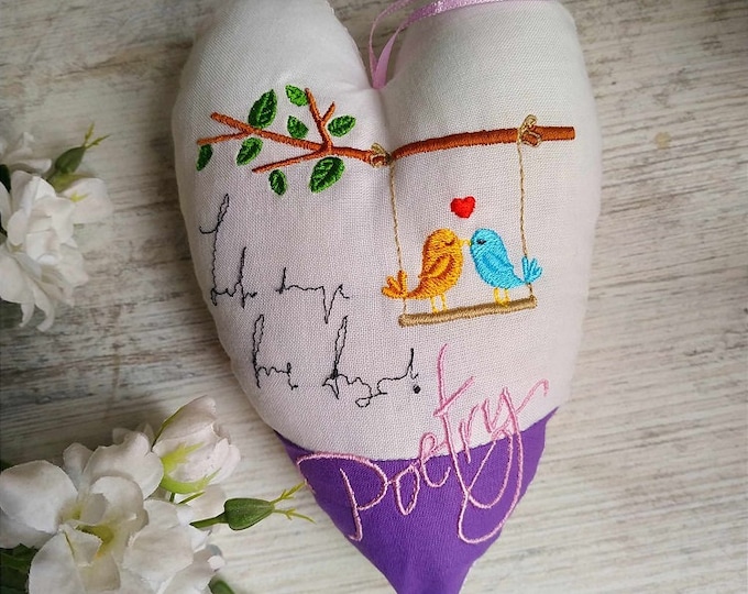 ITH Poetry heart Machine embroidery design - Instant download file