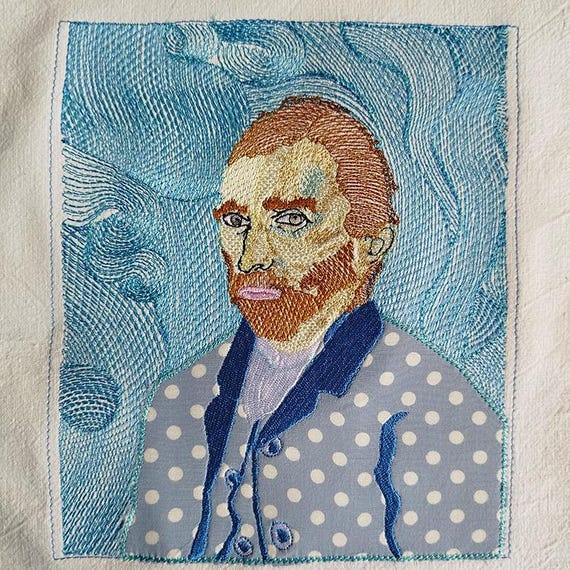 Van Gogh applique Machine embroidery design - Instant download file