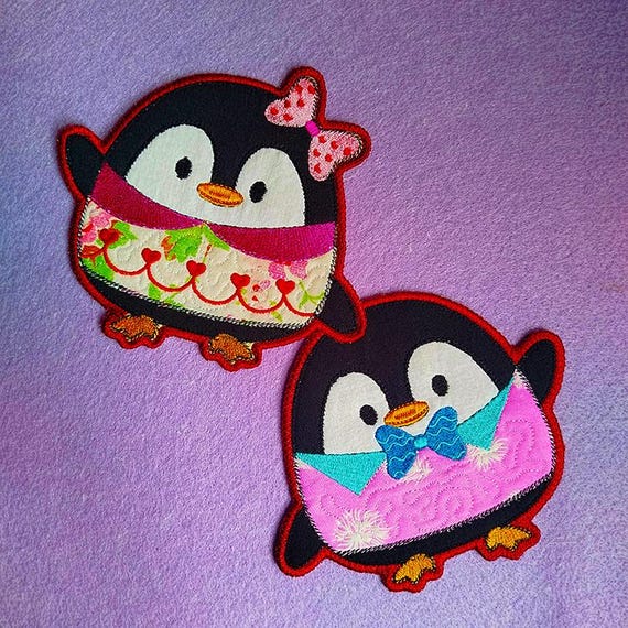 ITH Cute penguins coasters Machine embroidery design - Instant download file