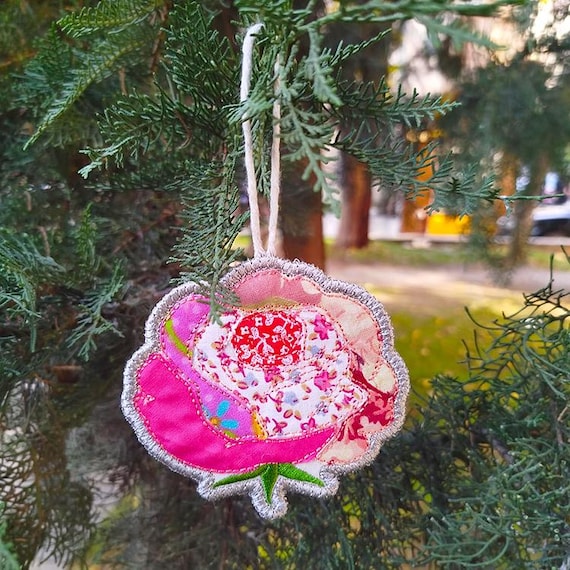 ITH Rose applique ornament Machine embroidery design - Instant download file