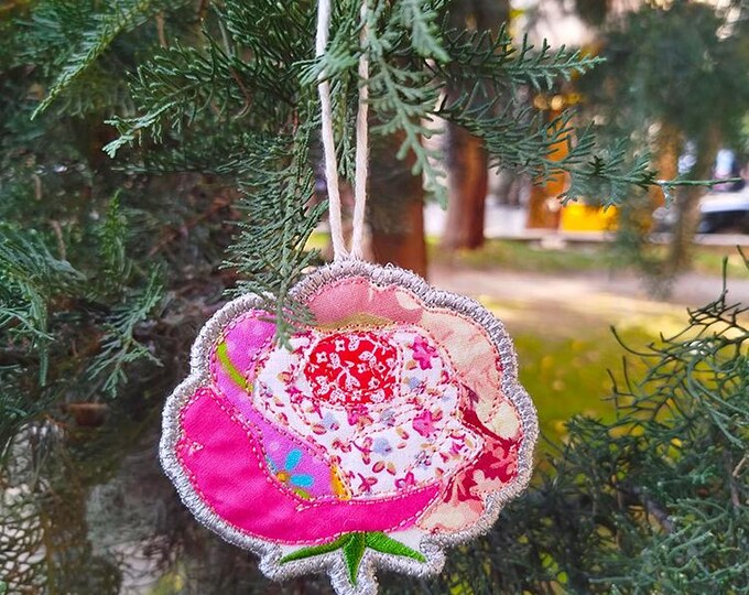 ITH Rose applique ornament Machine embroidery design - Instant download file