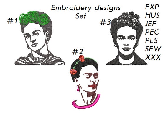 Frida Kahlo Machine embroidery designs set - Instant download