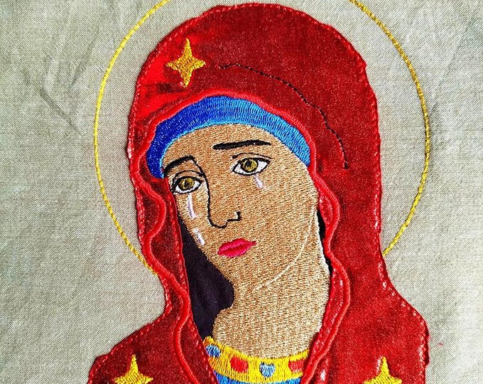 Mother Mary crying Machine embroidery design - Instant download file