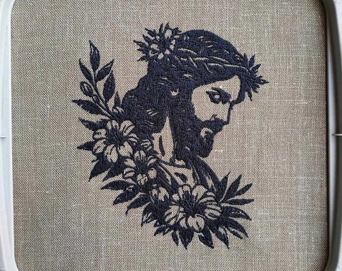 Jesus floral Machine embroidery - Instant download file