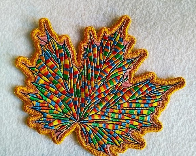 ITH Leaf coaster for variegated thread Machine embroidery design - Instant download file