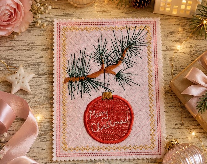 ith sweet ornament applique handdrawn card Machine embroidery design - Instant download file