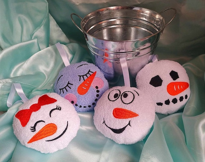 ITH snowmen family ornaments Machine embroidery designs - Instant download file