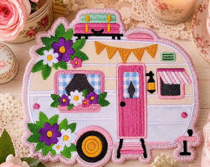 ITH Camper coaster Machine embroidery design - Instant download file