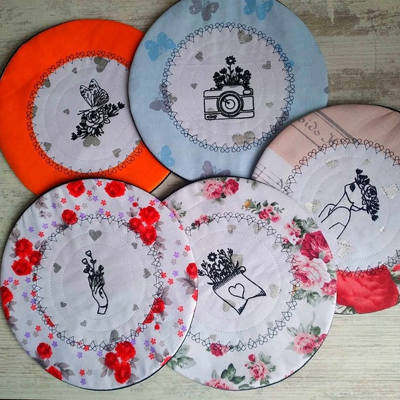 ITH Classy coasters set of Machine embroidery designs - Instant download file