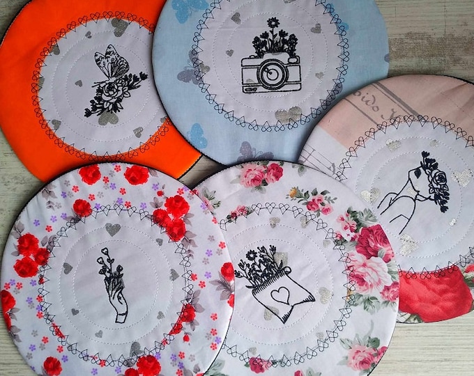 ITH Classy coasters set of Machine embroidery designs - Instant download file