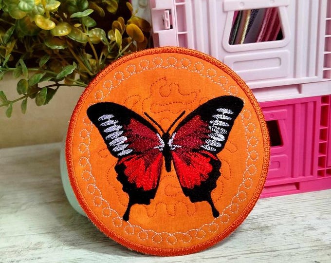 ITH Butterfly coaster Machine embroidery design - Instant download file