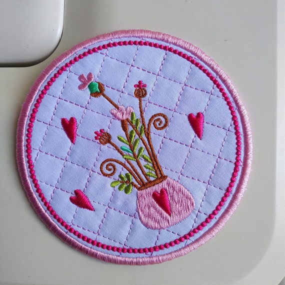 Instant  download file - Flowers coaster ITH Machine embroidery design