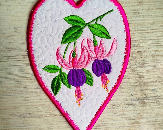 ITH Fuchsia coaster Machine embroidery design - Instant download file