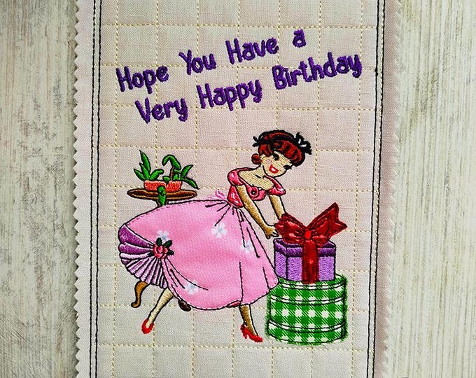 ITH Very Happy birthday card Machine embroidery file - Instant download file