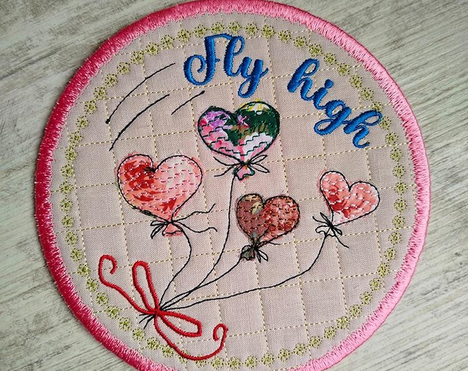 ITH Fly high coaster Machine embroidery design - Instant download file
