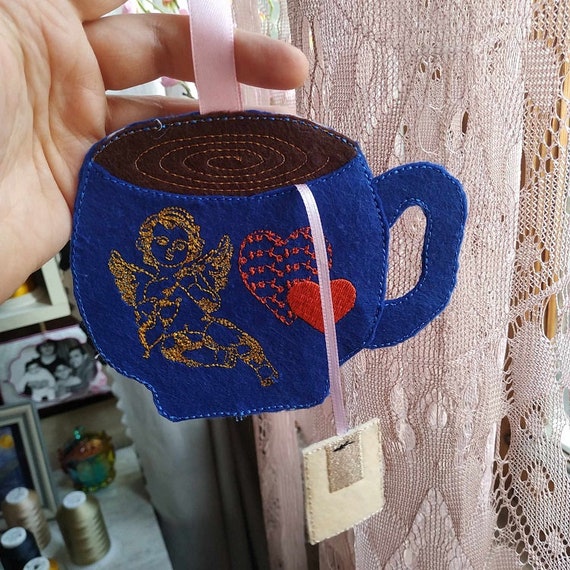 ITH Cupid teacup Machine embroidery design - Instant download file