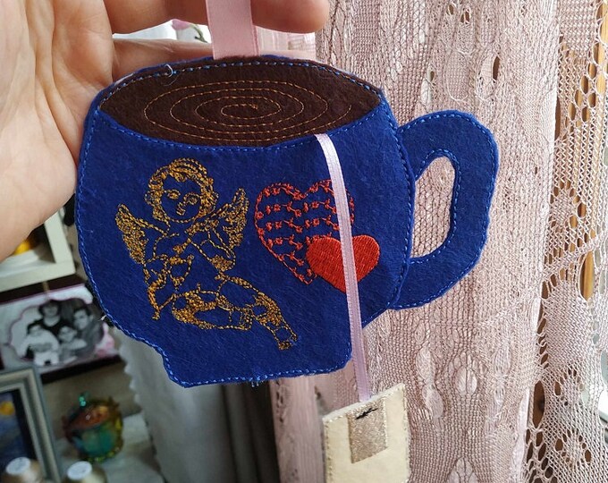 ITH Cupid teacup Machine embroidery design - Instant download file