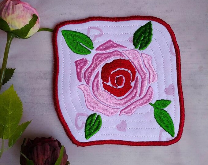 ITH Rose coaster Machine embroidery design - Instant download file