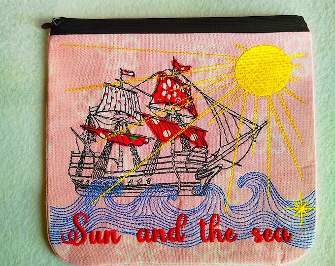 ITH Ship applique purse Machine embroidery design - Instant download file