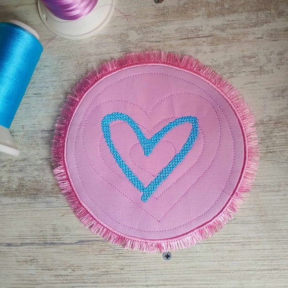 ITH Fringed coaster Machine embroidery design - Instant download file