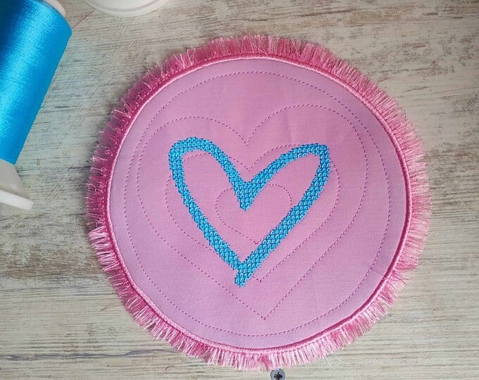 ITH Fringed coaster Machine embroidery design - Instant download file