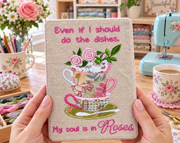 ITH My soul in roses mugrug Machine embroidery design - Instant download