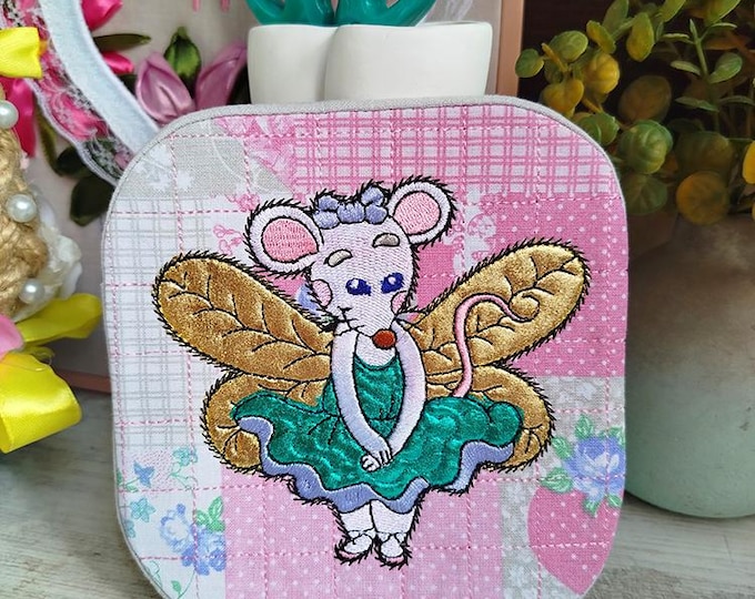 ITH Sweet mice fairies - mugrug # 1 Machine embroidery design - Instant download file