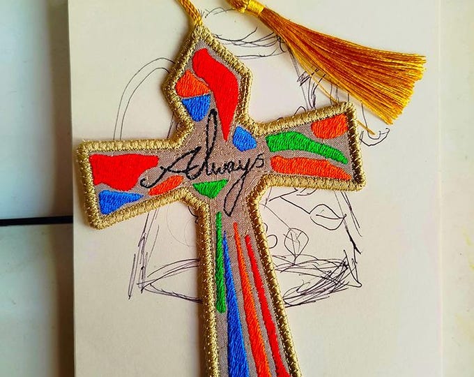 ITH Always cross bookmark Machine embroidery design - Instant download file