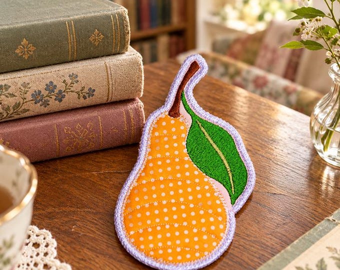 ITH Pear bookmark Machine embroidery design - Instant download file