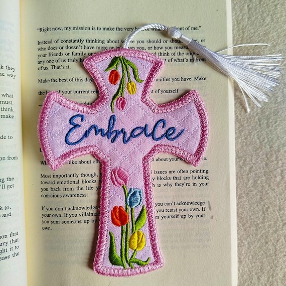 ITH Embrace Cross bookmark Machine embroidery design - Instant download file