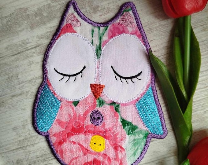 ITH Cute owl coaster Machine embroidery design - Instant download file