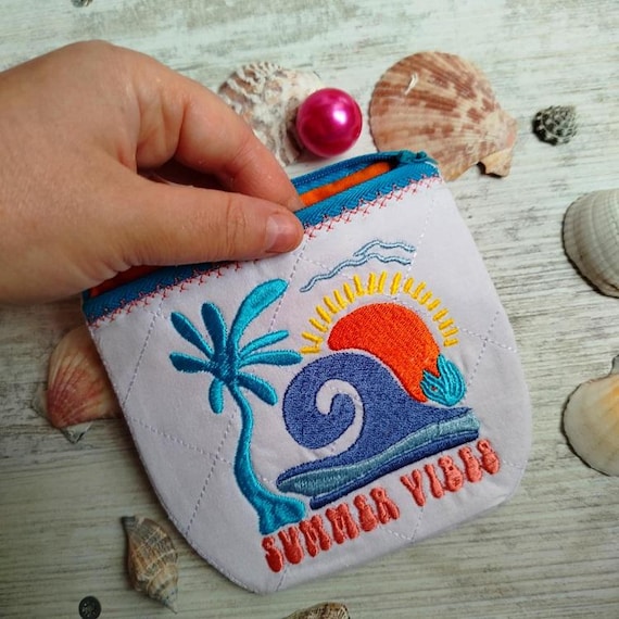 ITH Summer vibes purse Machine embroidery design - Instant download file