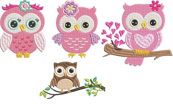 Owls Machine embroidery designs set - Instant download file